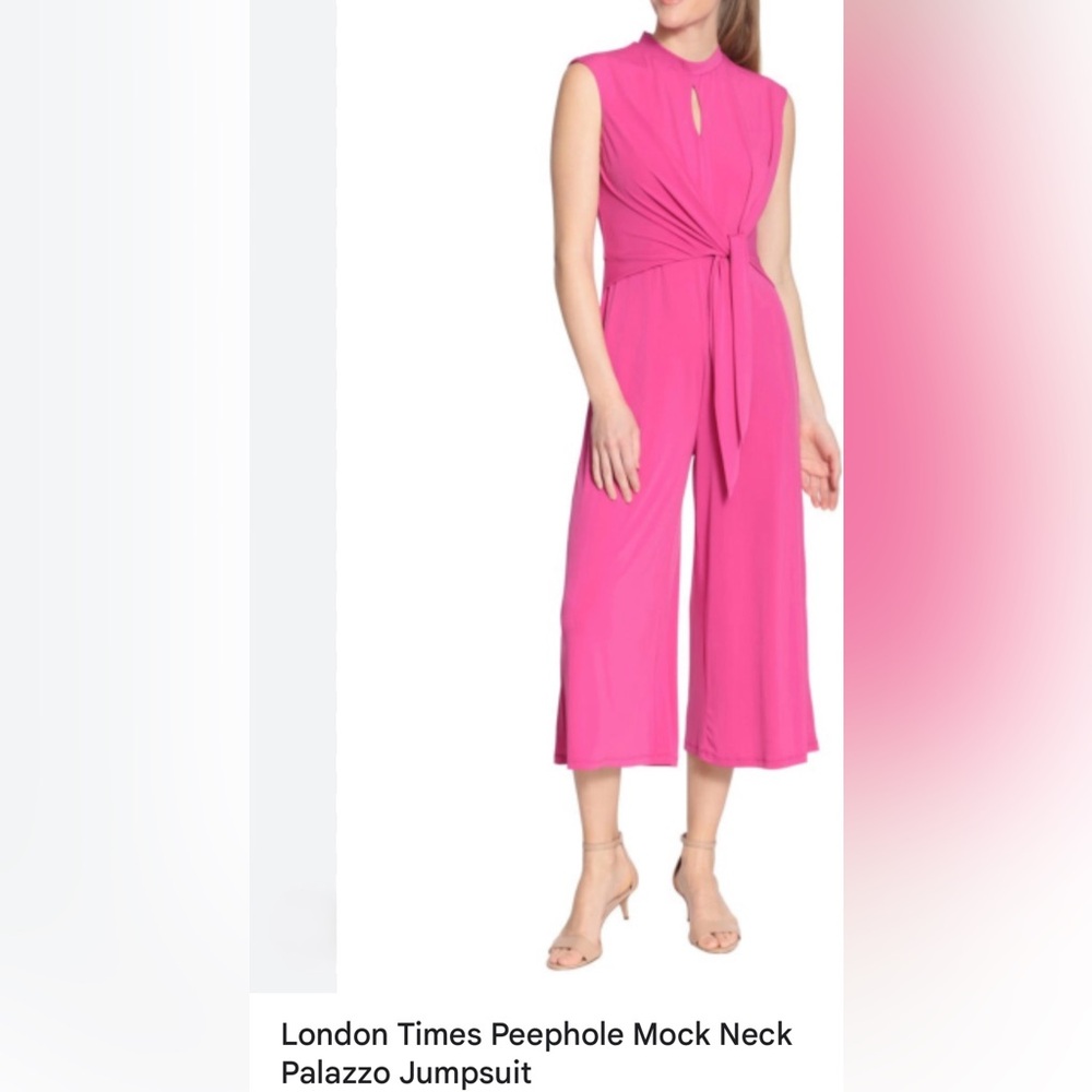London Times Pink Jumpsuit with Wide-Leg Design